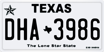 TX license plate DHA3986