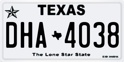 TX license plate DHA4038