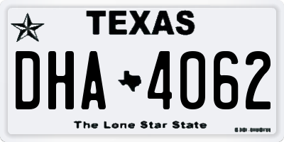 TX license plate DHA4062
