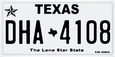 TX license plate DHA4108
