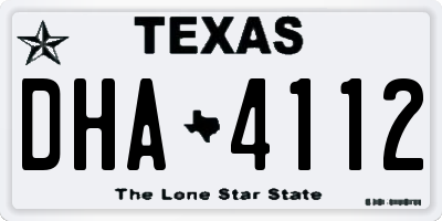 TX license plate DHA4112