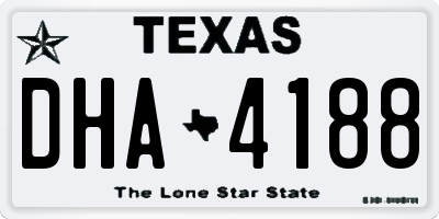 TX license plate DHA4188