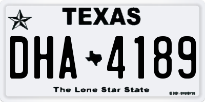 TX license plate DHA4189