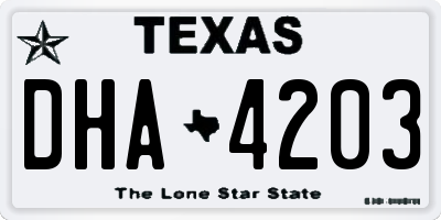TX license plate DHA4203