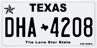 TX license plate DHA4208