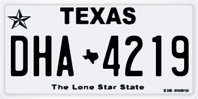 TX license plate DHA4219