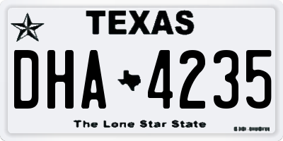 TX license plate DHA4235
