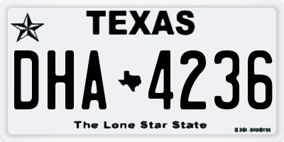 TX license plate DHA4236
