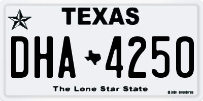 TX license plate DHA4250
