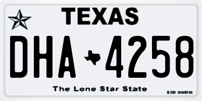 TX license plate DHA4258
