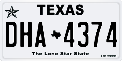 TX license plate DHA4374