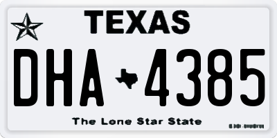 TX license plate DHA4385