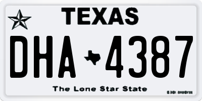TX license plate DHA4387