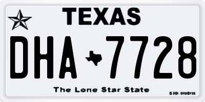 TX license plate DHA7728