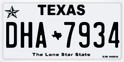 TX license plate DHA7934