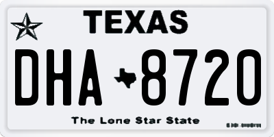 TX license plate DHA8720