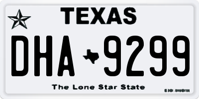 TX license plate DHA9299
