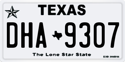 TX license plate DHA9307