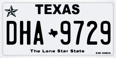 TX license plate DHA9729
