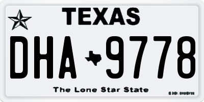 TX license plate DHA9778