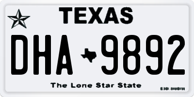 TX license plate DHA9892