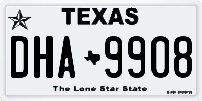 TX license plate DHA9908