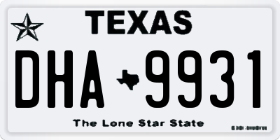 TX license plate DHA9931