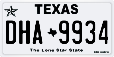 TX license plate DHA9934