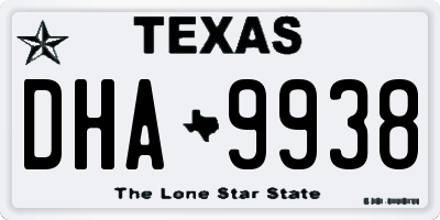 TX license plate DHA9938