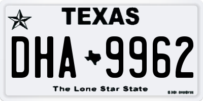 TX license plate DHA9962