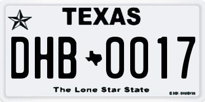 TX license plate DHB0017