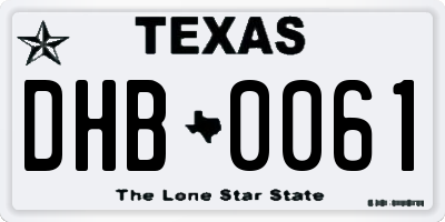 TX license plate DHB0061