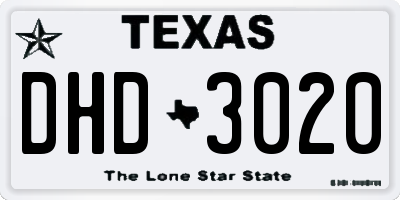 TX license plate DHD3020