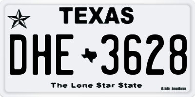 TX license plate DHE3628