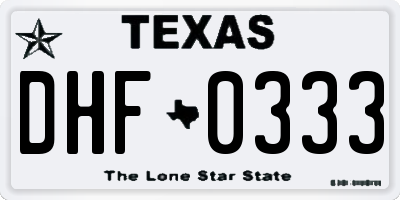TX license plate DHF0333