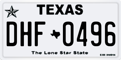 TX license plate DHF0496