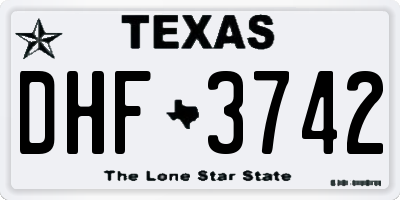 TX license plate DHF3742