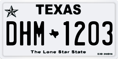 TX license plate DHM1203
