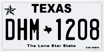 TX license plate DHM1208