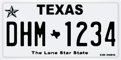 TX license plate DHM1234