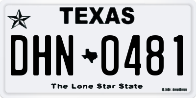 TX license plate DHN0481