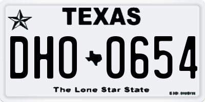 TX license plate DHO0654