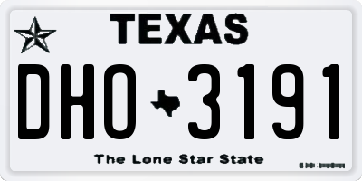 TX license plate DHO3191
