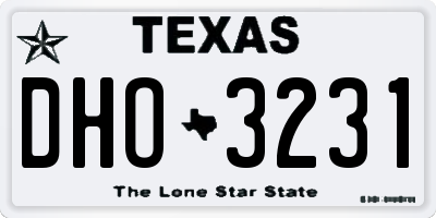 TX license plate DHO3231