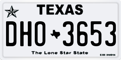 TX license plate DHO3653