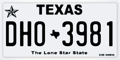 TX license plate DHO3981