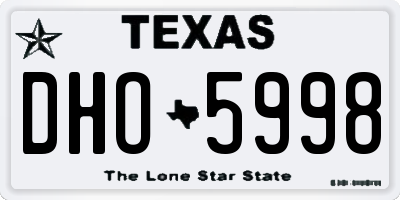 TX license plate DHO5998