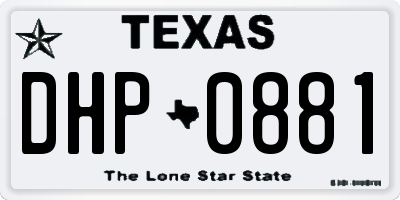 TX license plate DHP0881