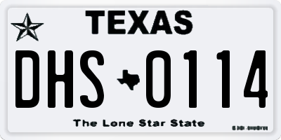 TX license plate DHS0114