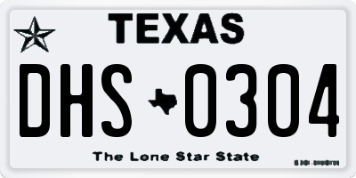 TX license plate DHS0304
